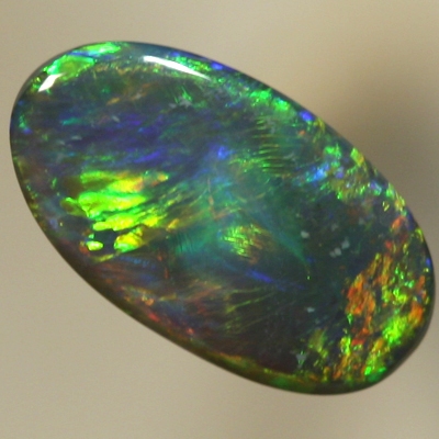 SOLID SEMI BLACK OPAL Beautiful Flame pattern, fiery orange, red and green